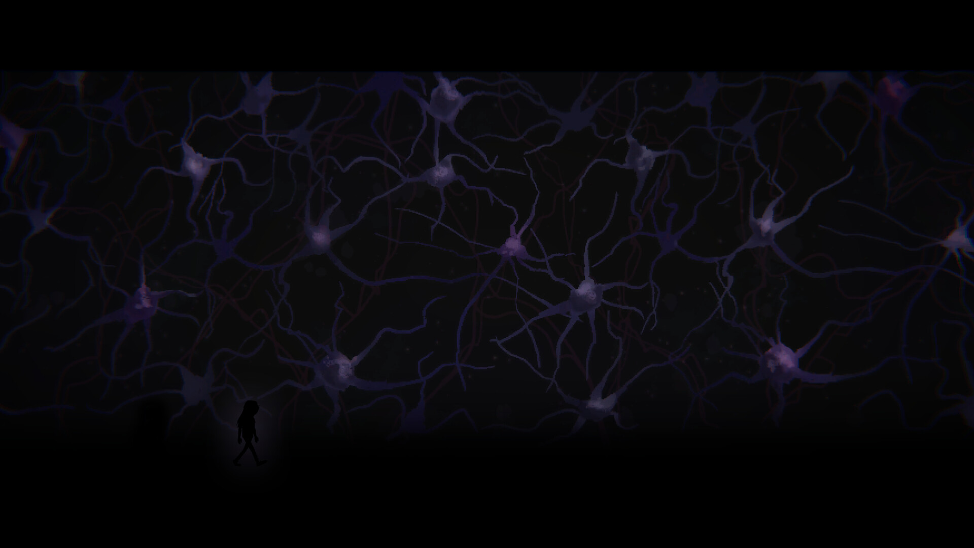 Purple fractures spread through darkness